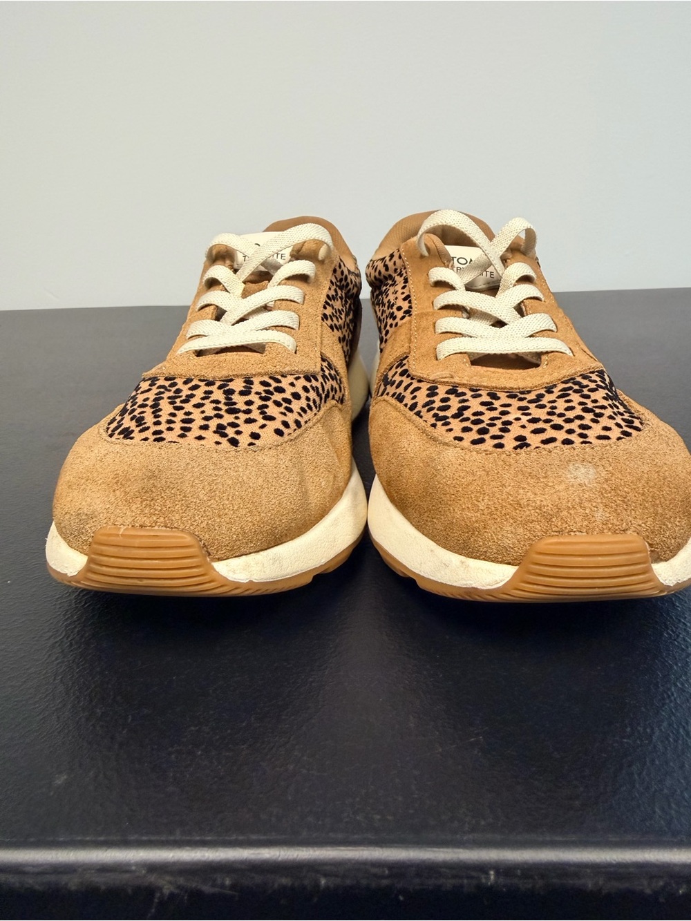 Toms Men's Tan Suede Sneakers with Leopard Print